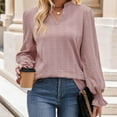 thumbnail image 2 of Spring Fashion!DianGeFu Womens Tops Long Sleeve Button Down Fashion Casual,Women's Winter V-Neck Puff Sleeve Knitted Solid Color Long Sleeve Top,Pink,XXL, 2 of 4