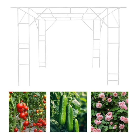 White Garden Arch Trellis 9.84 x 6.56 x 7.55Ft Tall Garden Arch Trellis Metal Plant Support Trellis Archway Plant Climbing Pergola for Vegetables Plant Cucumber Trellis Decoration - Green