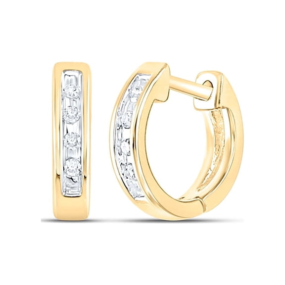 Gold Time Round Yellow Diamond 10kt Yellow Gold Earrings, 1/20 Cttw