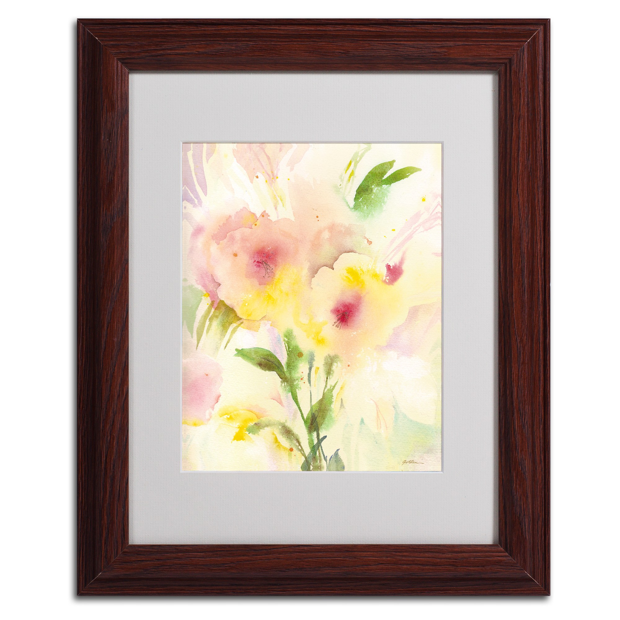 Trademark Fine Art "Two Garden Flowers" Matted Framed Art by Sheila Golden, Wood Frame