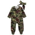 thumbnail image 1 of Newborn Baby Boys Girls Camouflage Footed Romper Jumpsuit Bodysuit Headband Outfit Set Clothes, 1 of 9