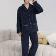 thumbnail image 2 of Penkiiy Men's Fuzzy Fleece Pajama Set Warm and Cozy Long Sleeve Top and Bottom Nightwear Lounge Set Mens Pjs Sets with Pockets 2XL Navy, 2 of 5