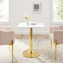 Modway Verne 28" Square Dining Table in Gold White