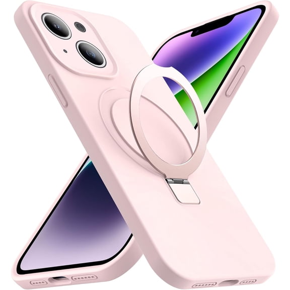 Designed for iPhone 14 Plus Case with Magnetic Invisible Stand Compatible with MagSafe Military-Grade Protection Shockproof Silicone iPhone 14 Plus Phone Cases for Women Men GIFT 6.7'',Pink