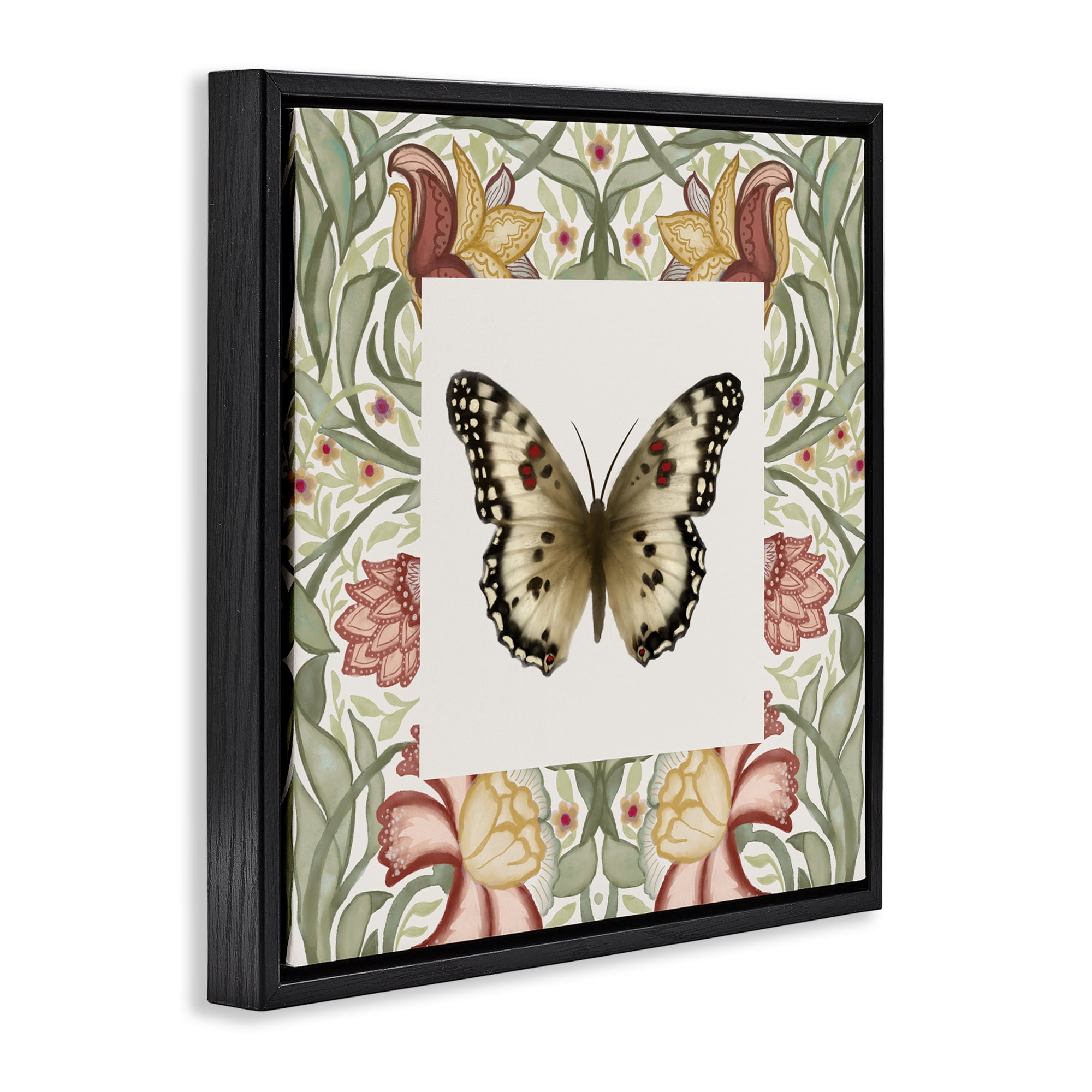 Stupell Industries Warm Toned Baroque Butterfly Black Framed Floater Canvas Wall Art, design by Elizabeth Medley