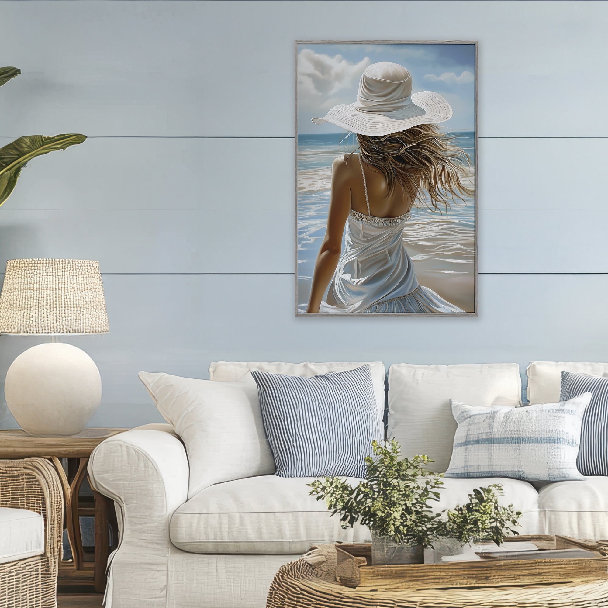 Stupell Industries Seaside Breeze & Flowing Dress Gray Framed Giclee Art, design by Imagine It Images