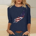 thumbnail image 2 of GERsome 4th of July Patriotic T-Shirt for Women Casual 3/4 Sleeve Tops Loose Fit Crewneck Shirts American Flag Patriotic Tee Shirts S-3XL, 2 of 4