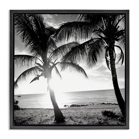 Stupell Industries Sunlit Palm Silhouettes Coastal Photography Black Floater Framed Canvas Art Print Wall Art 25 x 25