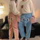 thumbnail image 5 of Pantalones de franela con bonitos y divertidos elefantes para niños y niñas, pantalones de pijama casuales sueltos con forma de pareja de elefantes voladores para invierno, 5 of 5