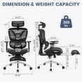 thumbnail image 2 of Swivel Ergonomic Office Chair Computer Chair with Footrest, High Back Desk Chair with Steel Chair Legs, Dynamic Lumbar Support, Adjustable Headrest & 90-125° Tilt Backrest, Breathable Mesh Design, 2 of 8
