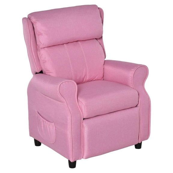 Xayoca Kids Recliner Chair Children Sofa Angle Adjustable Single Lounger Armchair Gaming Chair with Footrest 2 Side Pockets for 3-5 Years, Light