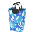 thumbnail image 2 of Waterproof Collapsible Laundry Hamper, Blue Plaid Plant Aluminum Handle Laundry Bag Storage Basket, 50L, 2 of 6