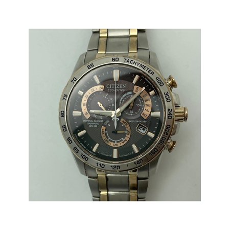 Citizen Eco-drive Two-Tone Stainless Steel Atomic Quartz Mens Watch AT4109-54E