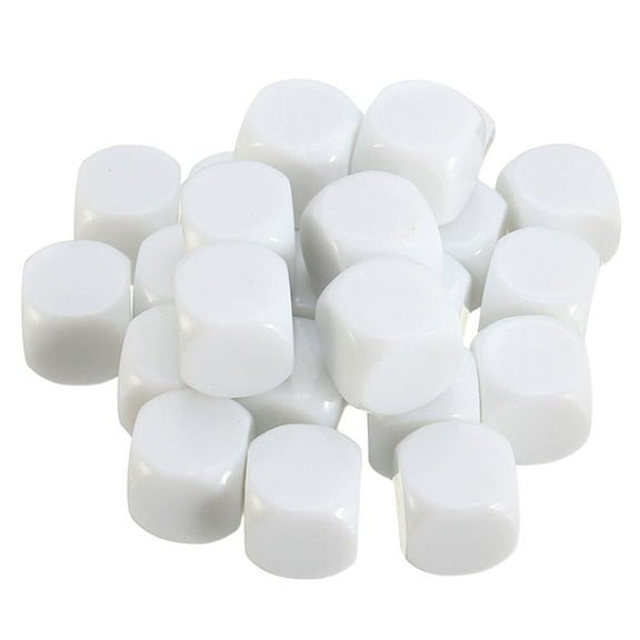 30Pcs Blank White Dice Cubes Crylic Dice with Round Corner D6 Dice for Board Games Counting Teaching Party Favor