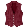 thumbnail image 4 of Zynoxe Womens Plus Size Western Vest Trendy Faux Suede Stand Collar Sleeveless Button Down Cropped Jacket Vintage Cowboy Street Outerwear Wine L, 4 of 7