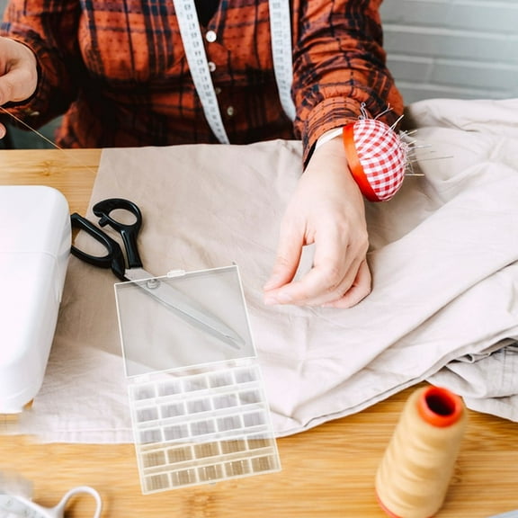 WHAMVOX 2pcs Bobbin Storage Container Plastic Box for Sewing Craft Storage Clear Transparent Portable and