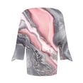 thumbnail image 5 of Puntoco 2024, tops de moda de verano para mujer, camiseta informal estampada de manga tres cuartos con cuello en V y manga acampanada, 5 of 5