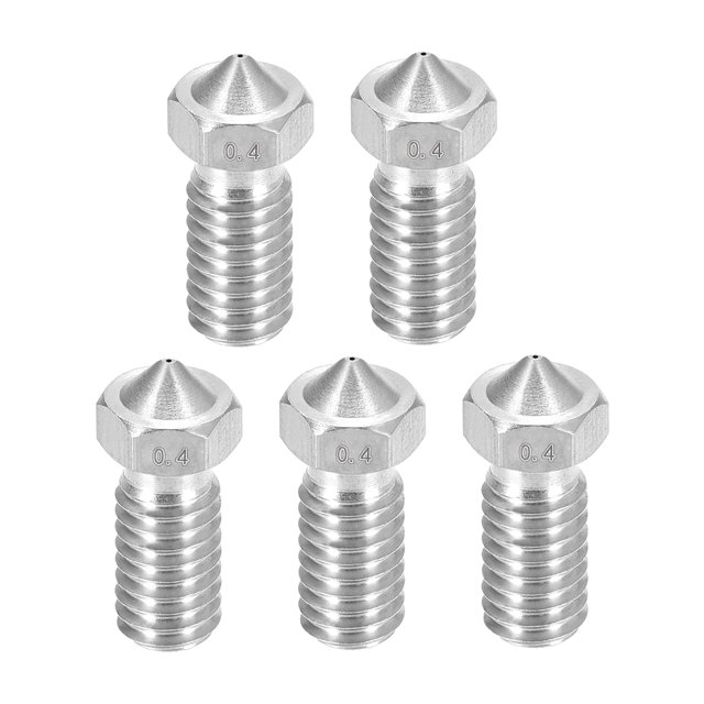 Boquilla de impresora 3D de 0.4mm, adecuada para cabezal extrusor V6, para filamento de 1.75mm, acero inoxidable, 5 piezas