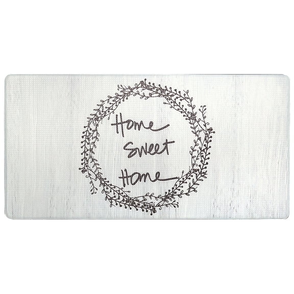 Nicole Miller New York Home Sweet Home Wreath Anti-Fatigue Kitchen Mat, White/Brown, 20"x39"