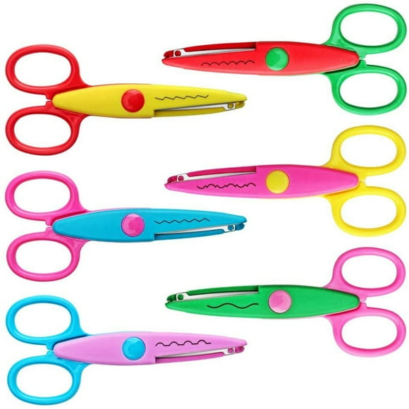 Decorative Edge Scissors Set, 6 Patterns, Kids Safe, ABS Resin for Crafting & Scrapbooking, Smooth Cut, Colorful & Fun