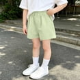 thumbnail image 4 of Amidoa Girls Shorts Casual Summer Toddler Solid Color Soft Elastic Waist Cotton With Pockets Shorts for Kids Green Size 6, 4 of 5