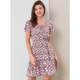 thumbnail image 2 of Vestido floral con dobladillo con volantes y cintura elástica con mangas aleteo para mujer Azul rosado M, 2 of 6