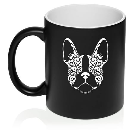 

French Bulldog Floral Ceramic Coffee Mug Tea Cup Gift for Her Women Daughter Mom Wife Girlfriend Family Sister Grandma Best Friend Housewarming Birthday Cute Frenchie (11oz Matte Black)