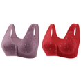 thumbnail image 1 of (2-Pack) Rinsvye Womens Print Front Clasp Middle Bra Wire Thin Big Size Soft Vest Bra, 1 of 3