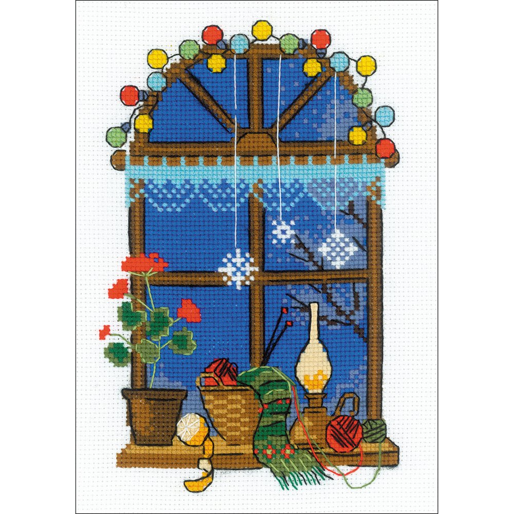 RIOLIS Counted Cross Stitch Kit 6"X8.25"Winter Window (14 Count