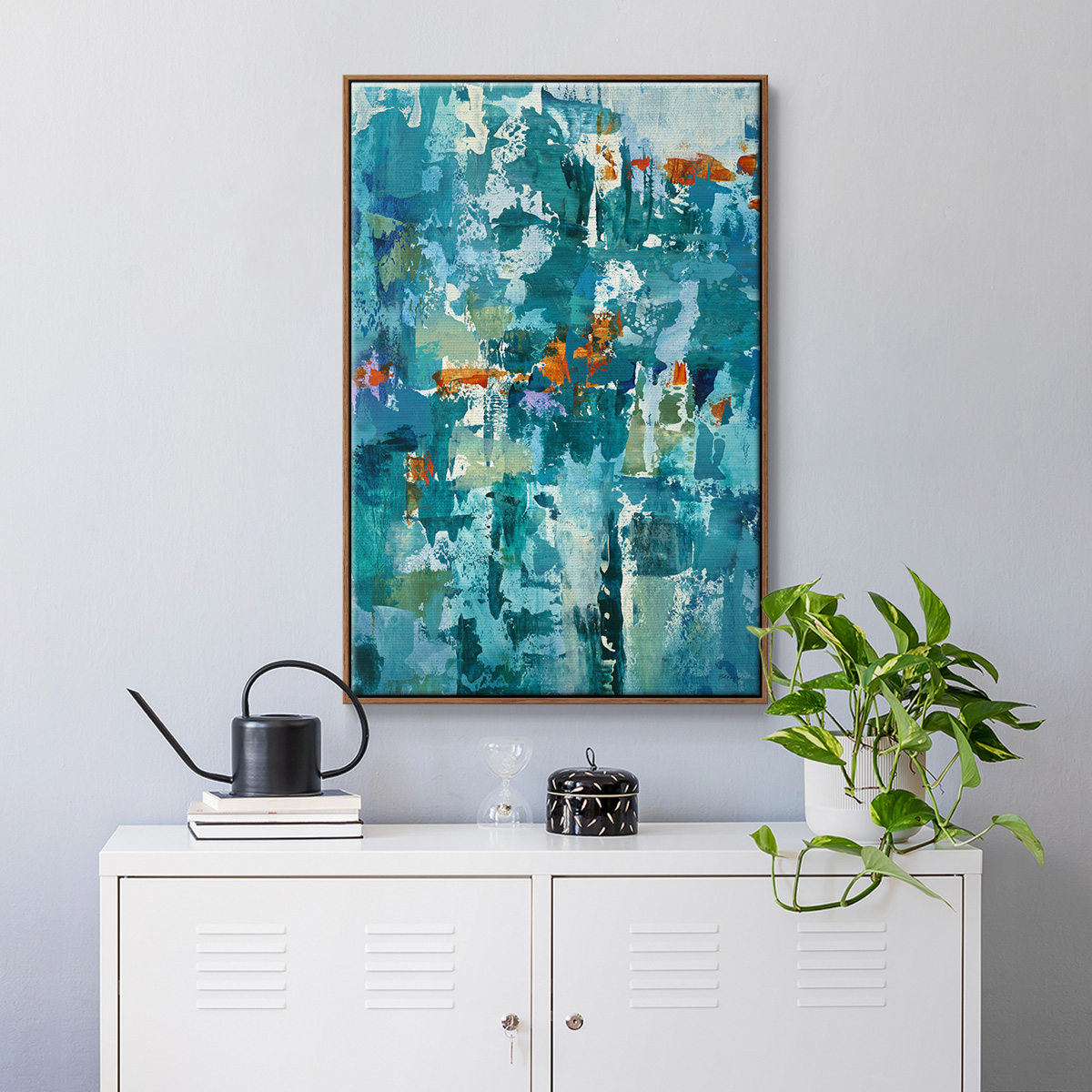 Reticent I Framed Premium Gallery Wrapped Canvas - Ready to Hang - 25 x 37 - Walnut Floating Frame