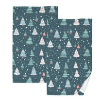 Christmas Trees 2 PCs Cotton Hand Towels Absorbent Face Towel Soft Breathable Towel Set for Bathroom Kitchen Hotel Gym Decoration