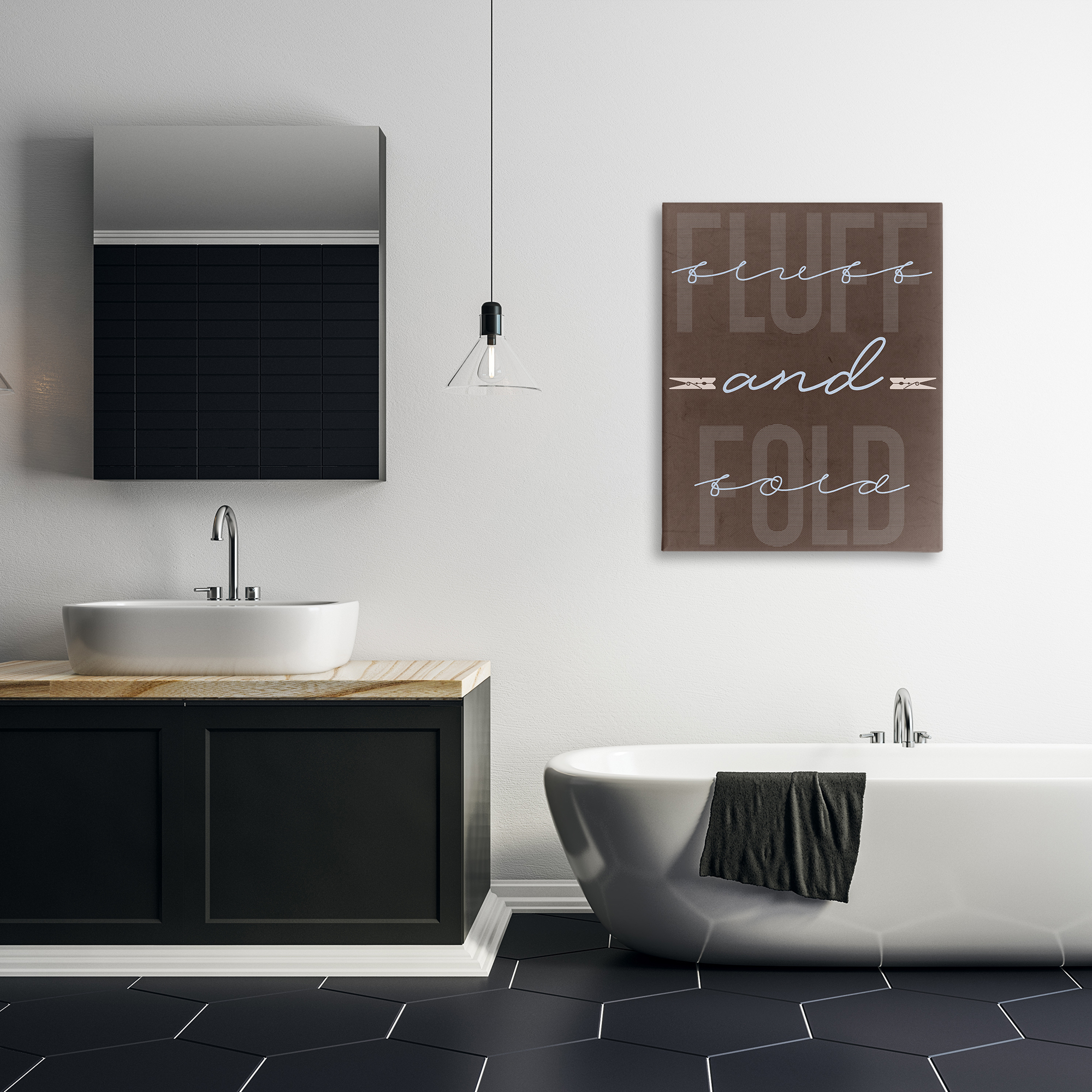 Fluff And Fold Brown Minimal Canvas Wall Art, design by Marcus Prime
