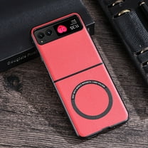 Designed for Magnetic Motorola Razr 2023 Case,[Compatible with MagSafe] [Drop Protection] Slim Vintage PU Leather Shockproof with Anti-Fingerprint Phone Case For Motorola Razr 2023,Red
