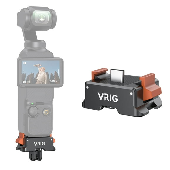 VRIG AC21 Multifunctional Upright Charging Base Quick Release Mount Adapter Aluminum Alloy with 4-in-1 Mounting Interface Replacement for DJI OSMO Pocket 3