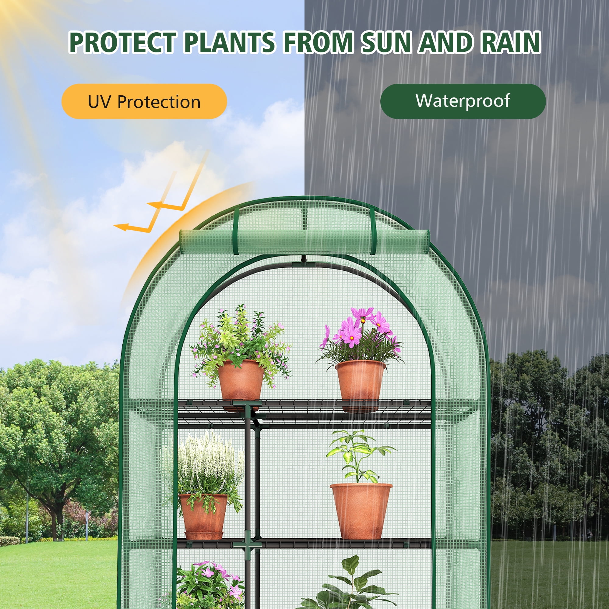 GAZEBETER Small Greenhouse 4-Tier,40 x 18 x 63'' Mini Greenhouse for Indoor Outdoor,Portable Plastic Plant Green House Mini with Roll-up Zipper Door,Green