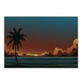 thumbnail image 1 of Fiji Cutting Board, Dramatic Illustration of a Sunset Scene, Decorative Tempered Glass Cutting and Serving Board, in 3 Sizes, by Ambesonne, 1 of 2