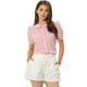 thumbnail image 1 of Blusa Allegra K cuadros mujer manga corta cuello Peter Pan Rosa S, 1 of 5