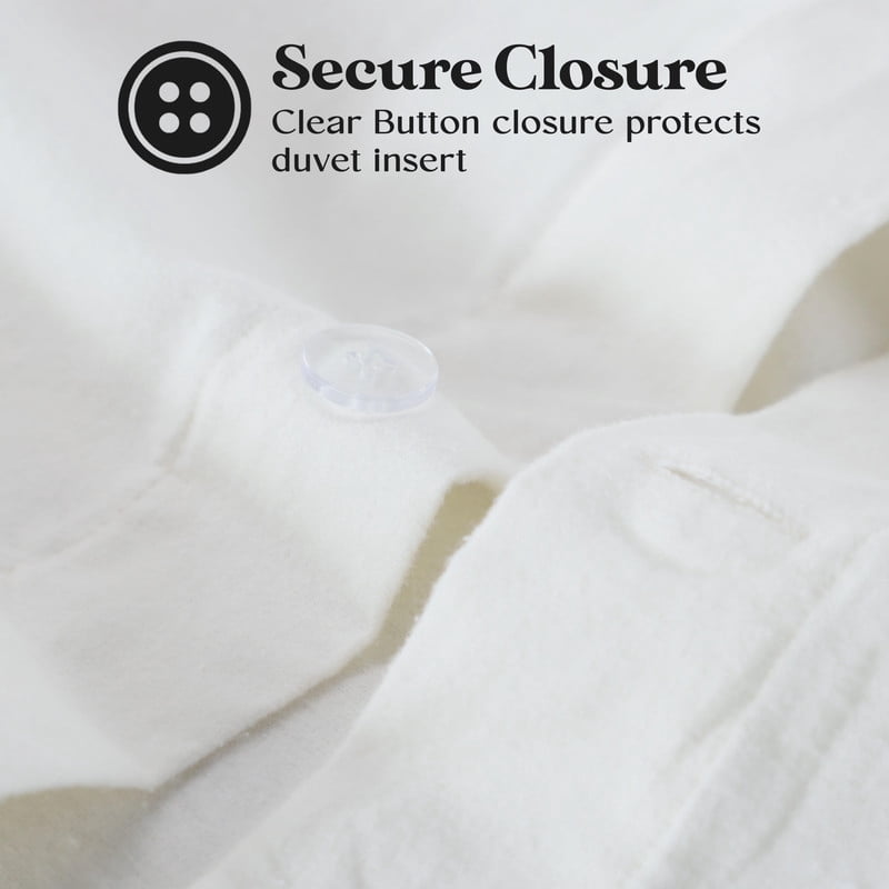 Superior Cotton Flannel Solid Duvet Cover Set, Full/Queen, Ivory