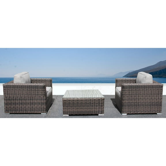 Living Source International 3-Piece Wicker / Rattan Seating Group in Brown