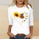 thumbnail image 2 of Tops de Cuello Redondo para las Mujeres Moda Impresa 3/4 Mangas Blusa Casual Top, Estante de Imitación, 2 of 5