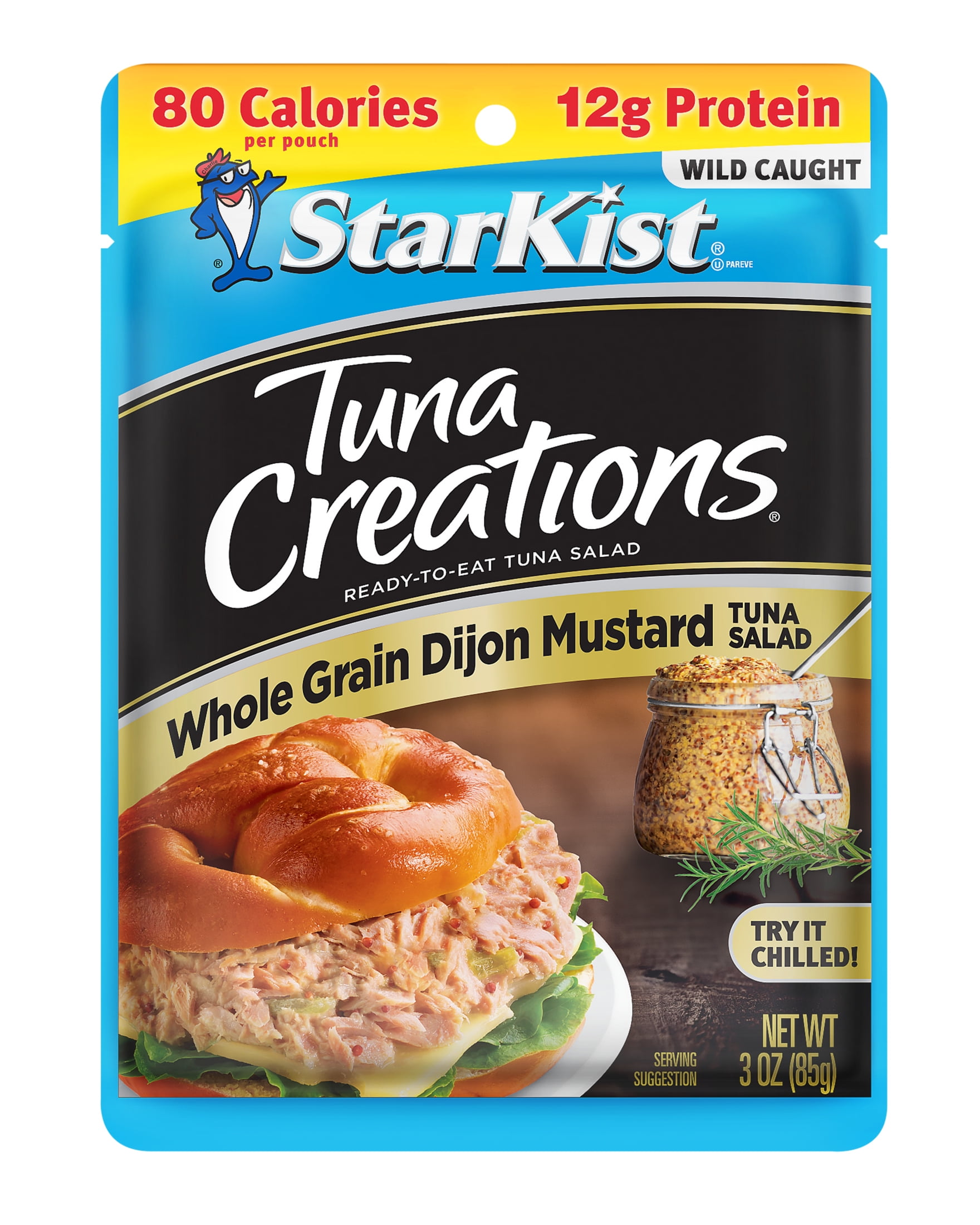 (3 pack) StarKist Tuna Creations Whole Grain Dijon Mustard Tuna Salad, Ready to Eat, 12g Protein, 3 oz Pouch