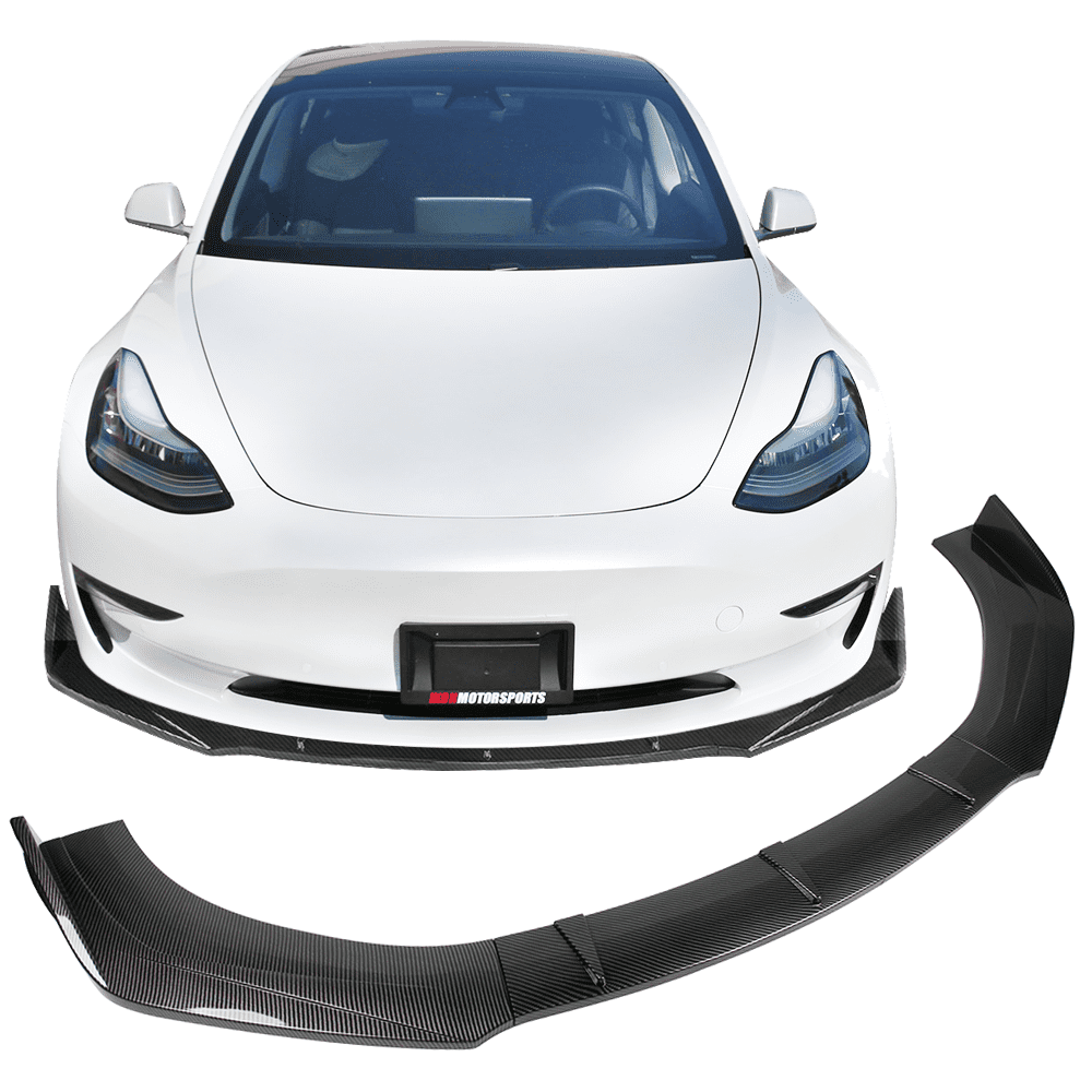 Ikon Motorsports Unadjustable Front Bumper Lip Splitter Fits 59" - 65'' Width Car 3PC PP Carbon Fiber Print