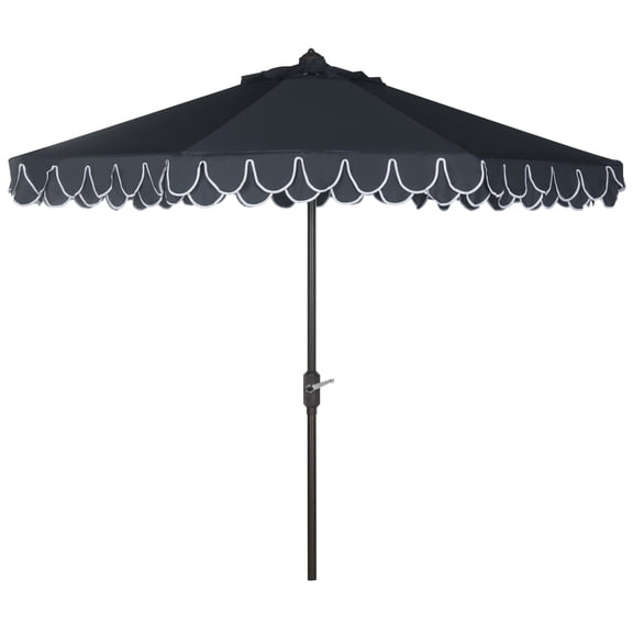 SAFAVIEH Outdoor Collection Elegant Valance 9-Foot Tilt Umbrella Navy / White