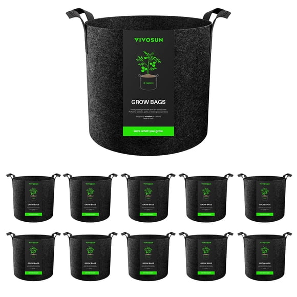 VIVOSUN 10-Pack 3 Gallon Grow Bags Heavy Duty 300G Thickened Nonwoven Plant Fabric Pots with Handles