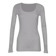 thumbnail image 5 of Kixjoy Square Neck Tops for Women Long Sleeve Ribbed Scoop Neck Tops Slim Fit Warm Winter Undershirts Basic Lightweight Shirts for Women, Light Gray XL, 5 of 6