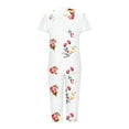 thumbnail image 4 of Pajama Sets for Women 2 Piece Floral Print Soft Cotton Short Sleeve Sleepwear V Neck Top and Capri Pants Pjs Outfits (2XL, White 04), 4 of 5