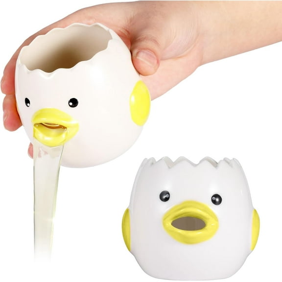 Cute Egg Separator - Ceramic Vomiting Chicken Egg Yolk Separator, Fun Kitchen Gadget for Baking & Cooking - Dishwasher Safe, BPA-Free Yellow Chick Egg White Filter Splitter (1 Pack)