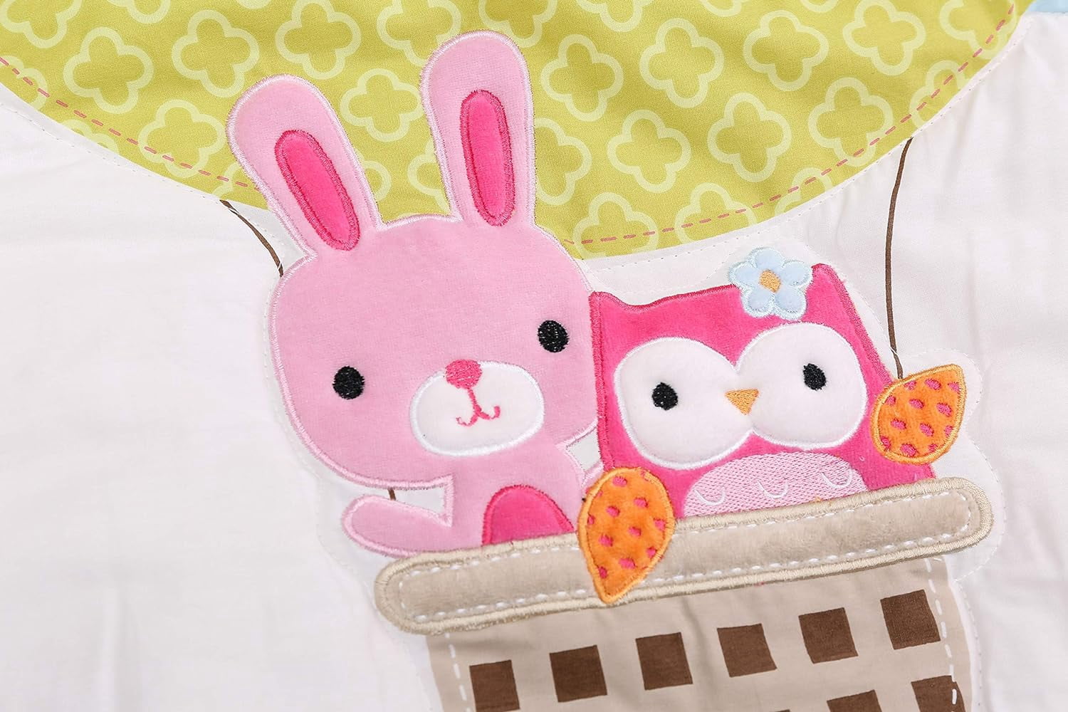 Sweet Baba 100% Cotton Crib Set, Cute Rabit Crib Bedding Set for Baby Girls in Red| 3 Pieces - Crib Quilt, Fitted Sheet, Crib Skirt