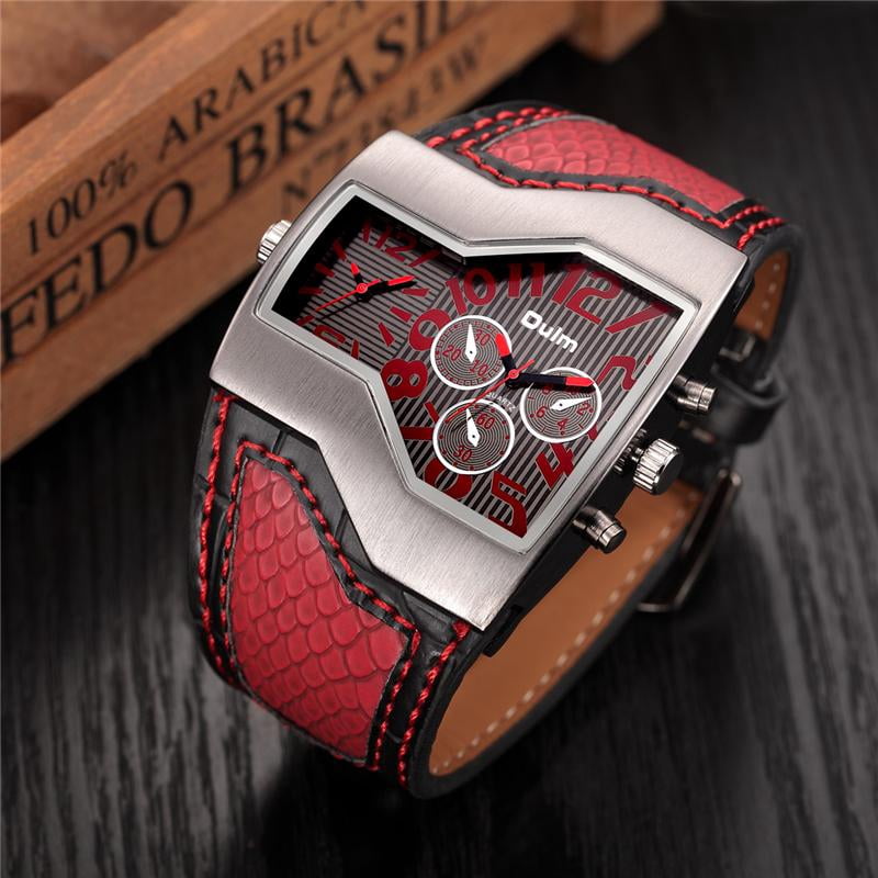 Luxury Leather Sports Watches for Men with Two Time Zone and Quartz Movement - Perfect for Outdoor Activities and Business Trips