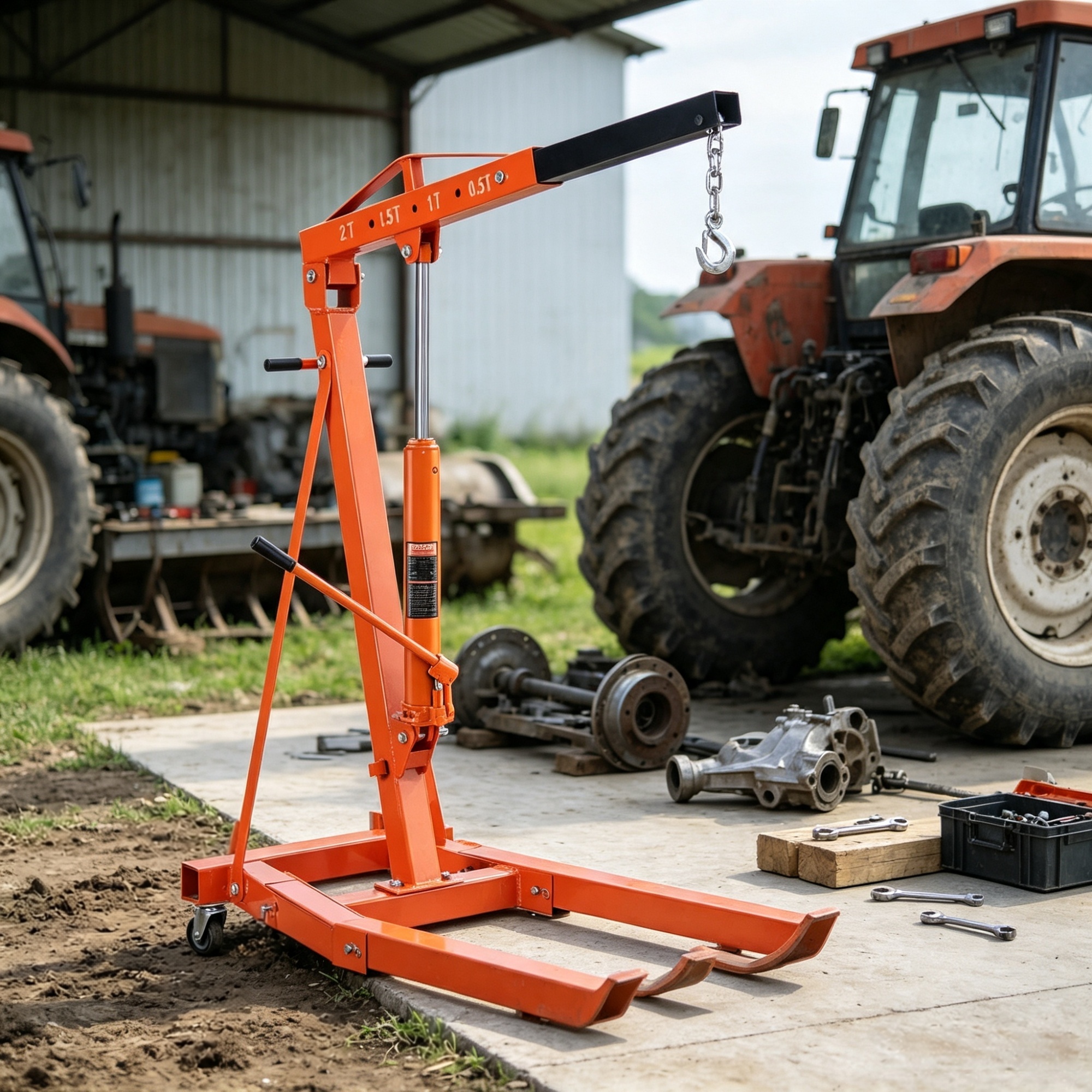 3-Ton Hydraulic Long Ram Jack, Engine Hoist Cylinder with Clevis Base for Garage & Shop Cranes